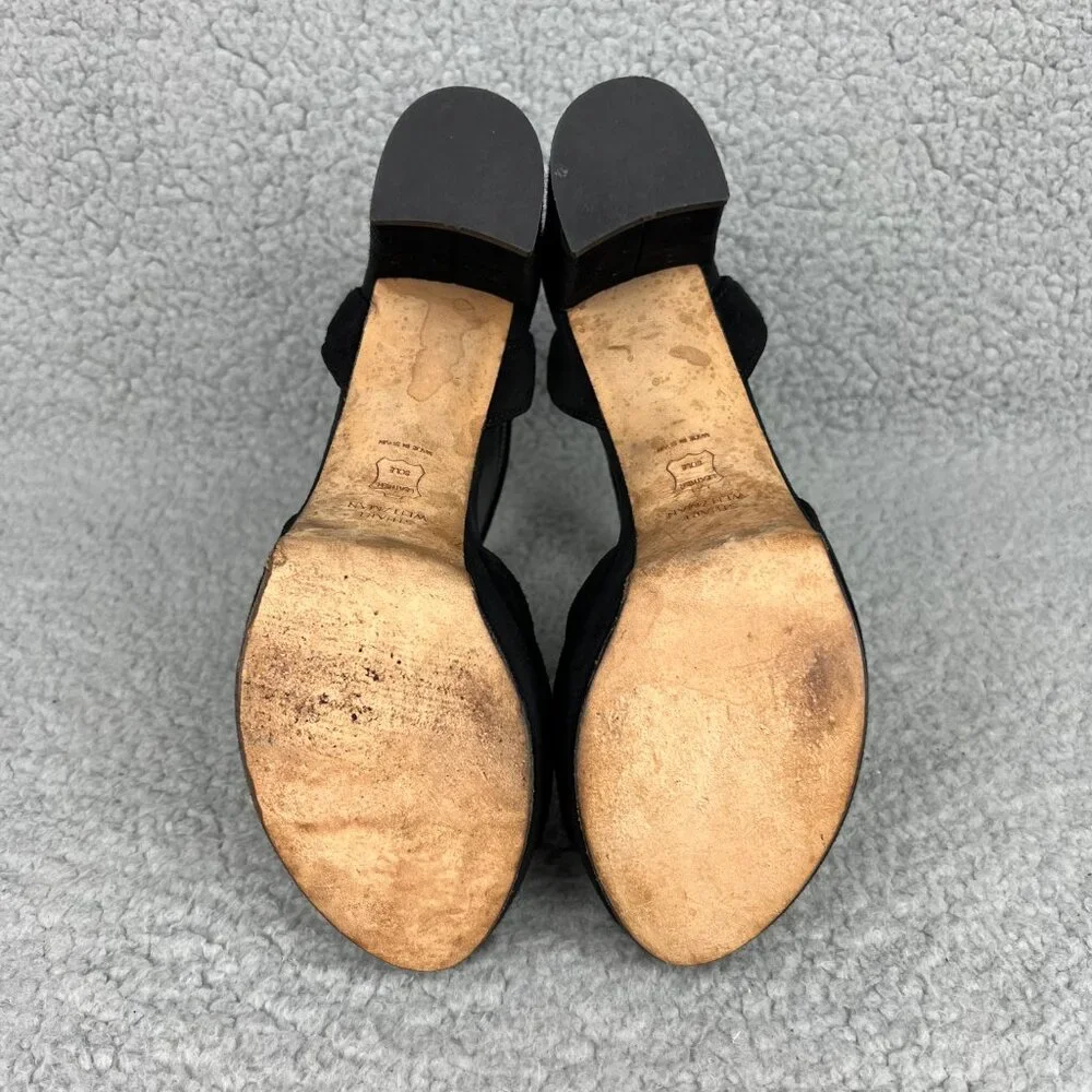 Stuart Weitzman Real Deal Sandal Heels Womens 5 Shoes Black Suede Platform Strap - Picture 7 of 12